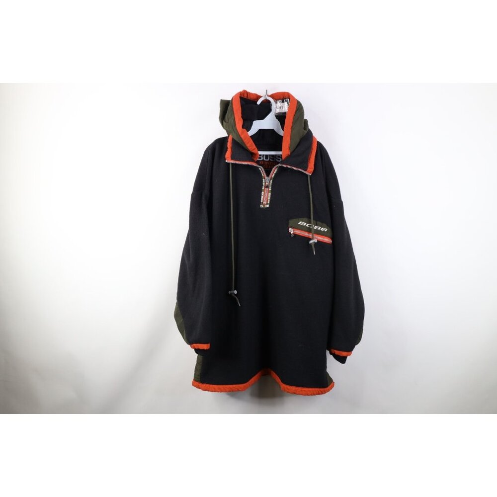 Vtg 90s Y2K Boss Streetwear Mens XL Distressed Baggy Fleece After Hood Jacket